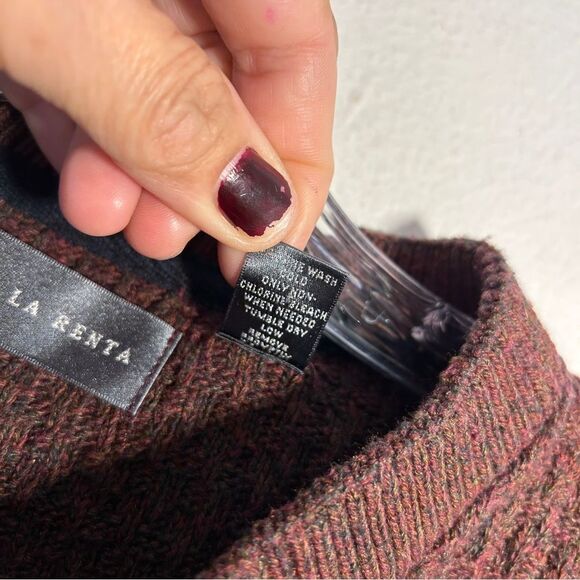 OSCAR DE LA RENTA MENS SWEATER XL BROWN HENLEY ACADEMIA EVERYDAY COZY CABIN - Picture 5 of 11